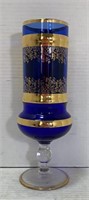 Tall Vase Glass Blue/gold