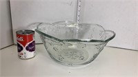 Large Glass Serving Bowl With Flowers