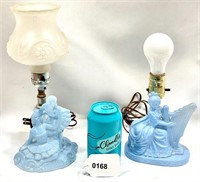 Vintage Victorian Boudoir Blue Glass Ladies Lamps