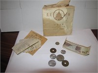 Envelope with Foreign Coins and 1 Paper Money