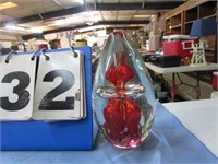 LARGE BLOWN GLASS PAPER WEIGHT