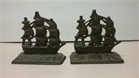 Nautical Ship Cast Iron/Bronze Book Ends