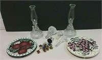 Two Oil Lamps, Two Trivets & Wine Stoppers Incl