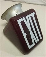 Old Ruby Red Glass Ceiling Mount Exit Sign