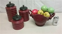 Pier 1 Imports 3pc Canister Set W/ Fruit Bowl