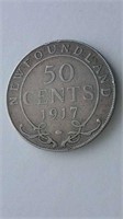 1917 NFLD Silver 50 Cent Coin