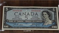 1954 CANADIAN $5.00 NOTE CONSECUTIVE WITH 94A