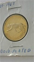 1867-1967 Canada Gold Plated 25 Cent Coin