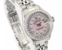 Rolex Ladies Pink Datejust Diamond Watch
