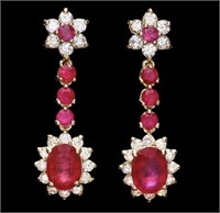 AIGL 6.60 Cts Natural Ruby Diamond Earrings