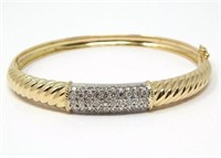 14 Kt Yellow & White Gold Diamond Bangle Bracelet