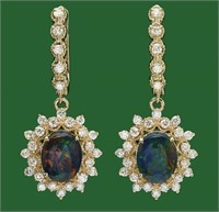 Certified 5.00 Cts Natural Opal Diamond Earrings