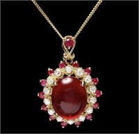 Certified 8.66 Cts Natural Ruby Diamond Necklace