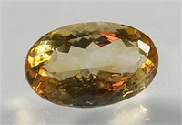Certified 10.45 Cts Oval Cut Natural Citrine