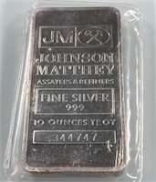 10 Ounces Troy Johnson Matthey Fine Silver 999