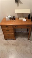 Wooden computer desk w/ contents