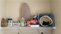 Cleaning contents on shelf & small ironing board