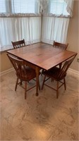 Small wooden drop leaf table w/ (4) chairs (40 x
