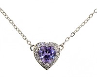 Beautiful Tanzanite & White Topaz Heart Necklace