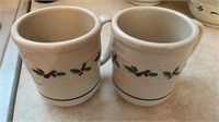 Longaberger pottery Christmas mugs