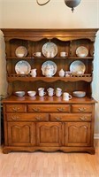 Large wooden hutch w/ contents of drawers