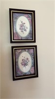 (2) framed floral prints
