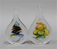 MARIAN PYRCAK ART GLASS PAPERWEIGHTS (2)