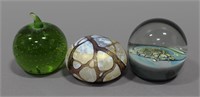 GLASS PAPERWEIGHT COLLECTION (3)