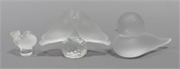 LALIQUE STYLE FROSTED CRYSTAL BIRDS (3)