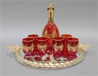 VINTAGE MURANO RUBY RED GLASS DECANTER SET