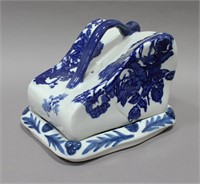 STAFFORDSHIRE STYLE FLOW BLUE CHEESE KEEPER