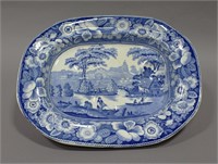 19c STAFFORDSHIRE BLUE AND WHITE MEAT PLATTER