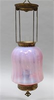 OPALESCENT CRANBERRY HANGING OIL LAMP