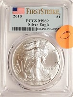 2018 "MS69" - AMERICAN EAGLE SILVER DOLLAR (5)