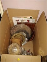 lot of trays , silver colored items , etc