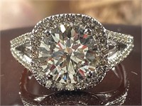 3.50 Ct Round Cut Cushion Halo Diamond Ring