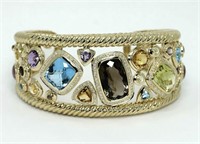 14 Kt Oversize Diamond Gemstone Cuff Bracelet