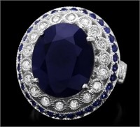 AIGL 11.80 Cts Natural Sapphire Diamond Ring