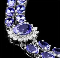 AIGL 23.54 Cts Natural Tanzanite Diamond Bracelet