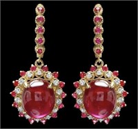 AIGL 25.40 Cts Natural Ruby Diamond Earrings