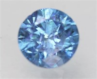 Certified .74 Cts Sky Blue Round Loose Diamond