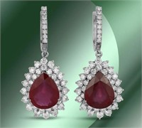 Certified 19.67 Cts Natural Ruby Diamond Earrings