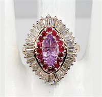 $15,000 6 Ct  Pink Sapphire Ruby Diamond Ring