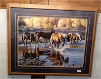 Framed A.T. Cox, horses-28×34