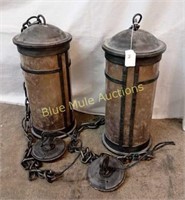 2 matching hanging iron lights-19"tall