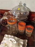 pitcher set , cheese plate and platter