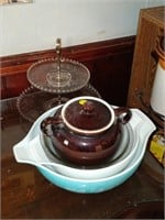 platter , tea pot and dishes