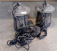 2 matching hanging iron lights-12"tall