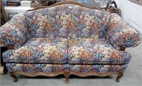 Nice wood & upholstered love seat-