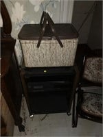 tin picnic basket and entertainment stand with